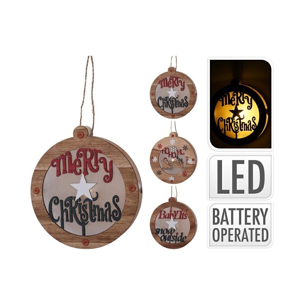 PENDENTE LEGNO LED 15CM 3ASS